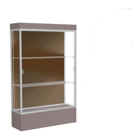 Waddell Display Case Of Ghent Edge Lighted Floor Case, Chocolate Back, Satin Frame, 12" Morro Zephyr Base, 48"W x 76"H x 20"D 94LFCO-SN-MZ